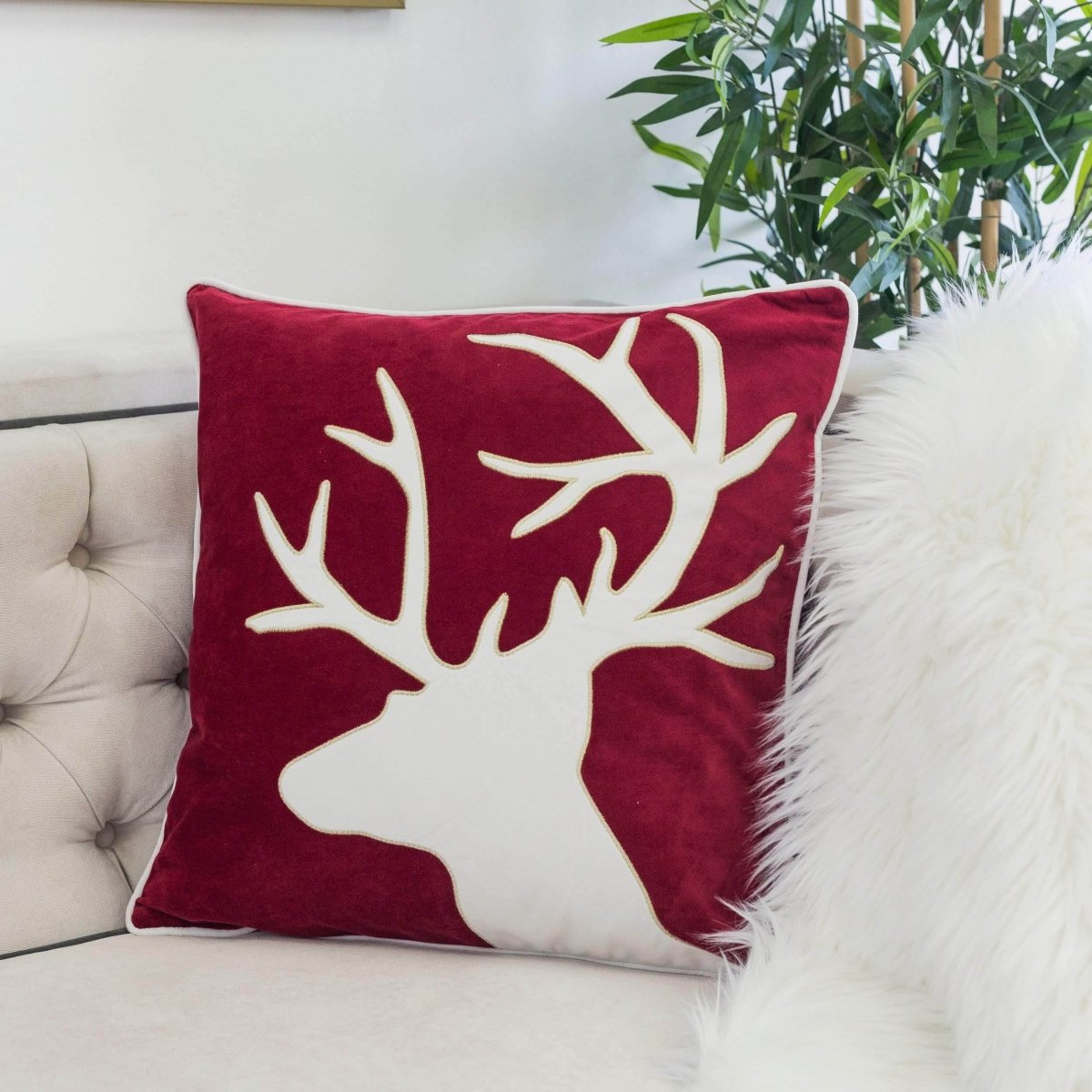 Holiday Velvet Accent Pillow With Plush Insert 20x20 - Restanew - Omega Lifestyles