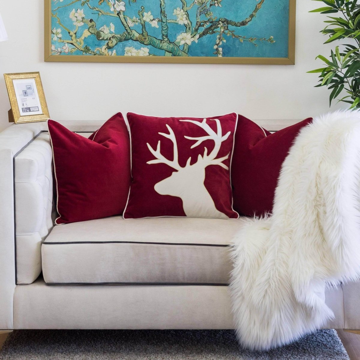 Holiday Velvet Accent Pillow With Plush Insert 20x20 - Restanew - Omega Lifestyles