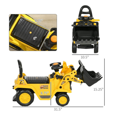 Kids 2 - in - 1 Ride On Excavator Bulldozer With Storage - Restanew - Omega Lifestyles