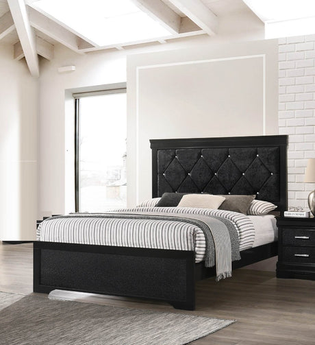 King Black Solid Wood Upholstered Panel Bed Frame - Restanew - Omega Lifestyles