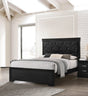 King Black Solid Wood Upholstered Panel Bed Frame - Restanew - Omega Lifestyles