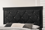 King Black Solid Wood Upholstered Panel Bed Frame - Restanew - Omega Lifestyles