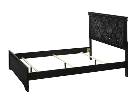 King Black Solid Wood Upholstered Panel Bed Frame - Restanew - Omega Lifestyles