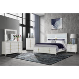 King Contemporary Solid Wood Panel Bed Frame With LED Lights - Restanew - Omega Lifestyles