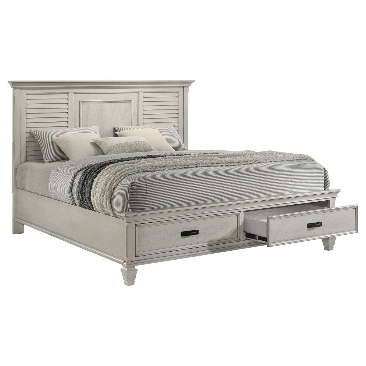 King Farmhouse Panel Wood Storage Bed Frame - Restanew - Omega Lifestyles