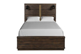 King Industrial Farmhouse Solid Wood Bed Frame With Bluetooth - Restanew - Omega Lifestyles