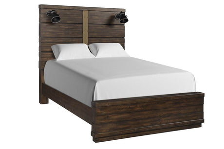 King Industrial Farmhouse Solid Wood Bed Frame With Bluetooth - Restanew - Omega Lifestyles