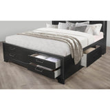 King Modern Gray Solid Wood Bookcase Bed Frame With Storage Drawers - Restanew - Omega Lifestyles