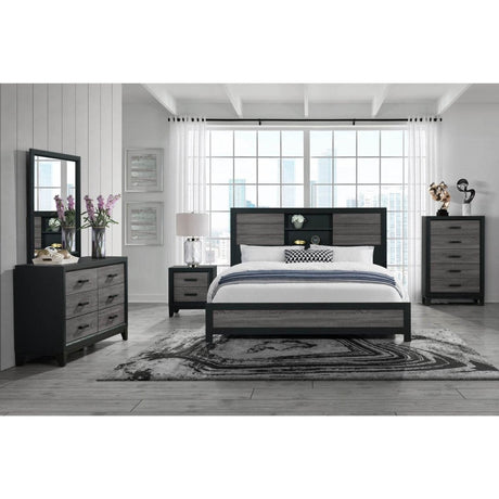 King Urban Farmhouse Solid Wood Bookcase Bed Frame - Restanew - Omega Lifestyles