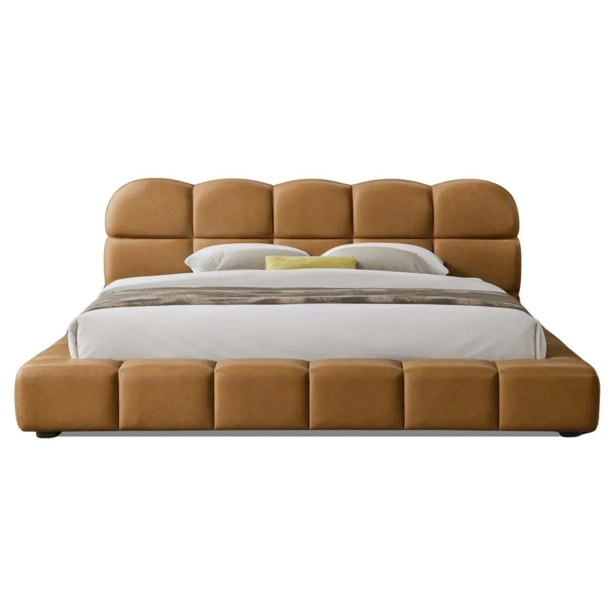 King Vegan Leather Biscuit-Tufted Platform Bed - Omega Lifestyles
