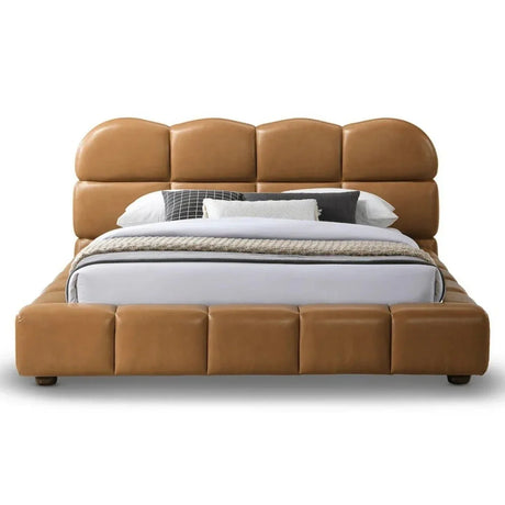 King Vegan Leather Biscuit-Tufted Platform Bed - Omega Lifestyles
