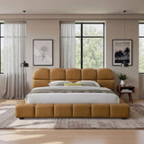 King Vegan Leather Biscuit-Tufted Platform Bed - Omega Lifestyles