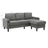 Light Grey Upholstered 3-Seat Sofa With Storage Ottoman - Omega Lifestyles