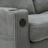 Light Grey Upholstered 3-Seat Sofa With Storage Ottoman - Omega Lifestyles