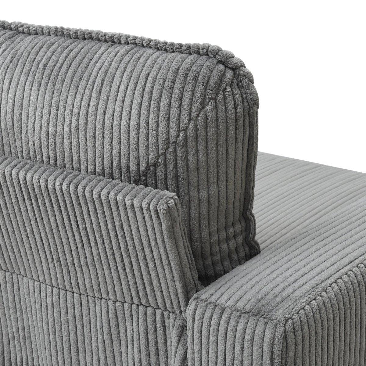 Light Grey Upholstered 3-Seat Sofa With Storage Ottoman - Omega Lifestyles