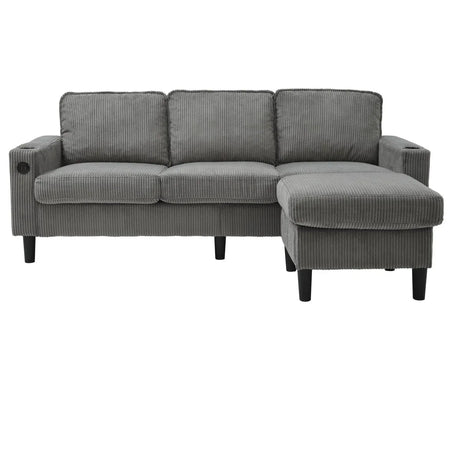 Light Grey Upholstered 3-Seat Sofa With Storage Ottoman - Omega Lifestyles