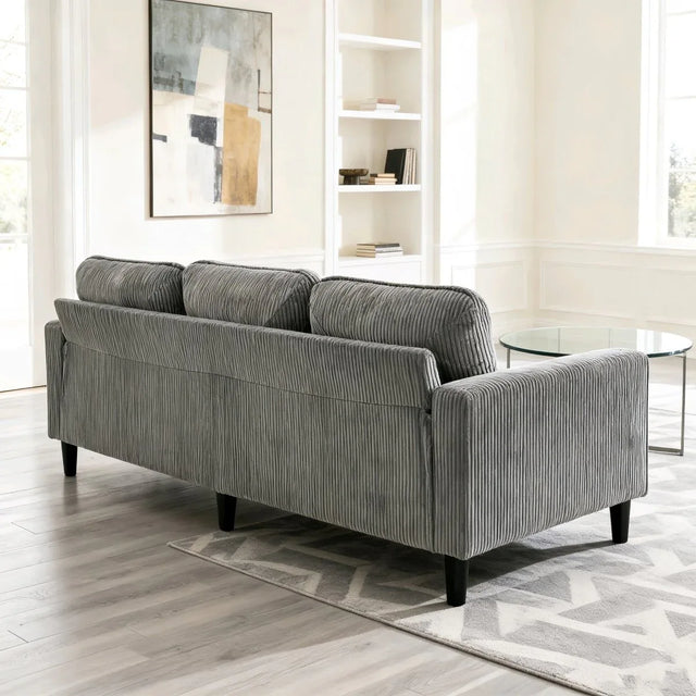 Light Grey Upholstered 3-Seat Sofa With Storage Ottoman - Omega Lifestyles
