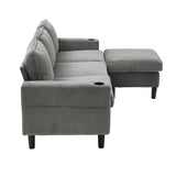 Light Grey Upholstered 3-Seat Sofa With Storage Ottoman - Omega Lifestyles