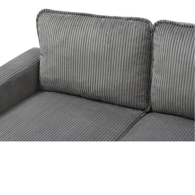 Light Grey Upholstered 3-Seat Sofa With Storage Ottoman - Omega Lifestyles