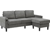 Light Grey Upholstered 3-Seat Sofa With Storage Ottoman - Omega Lifestyles