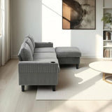 Light Grey Upholstered 3-Seat Sofa With Storage Ottoman - Omega Lifestyles