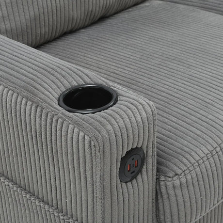 Light Grey Upholstered 3-Seat Sofa With Storage Ottoman - Omega Lifestyles