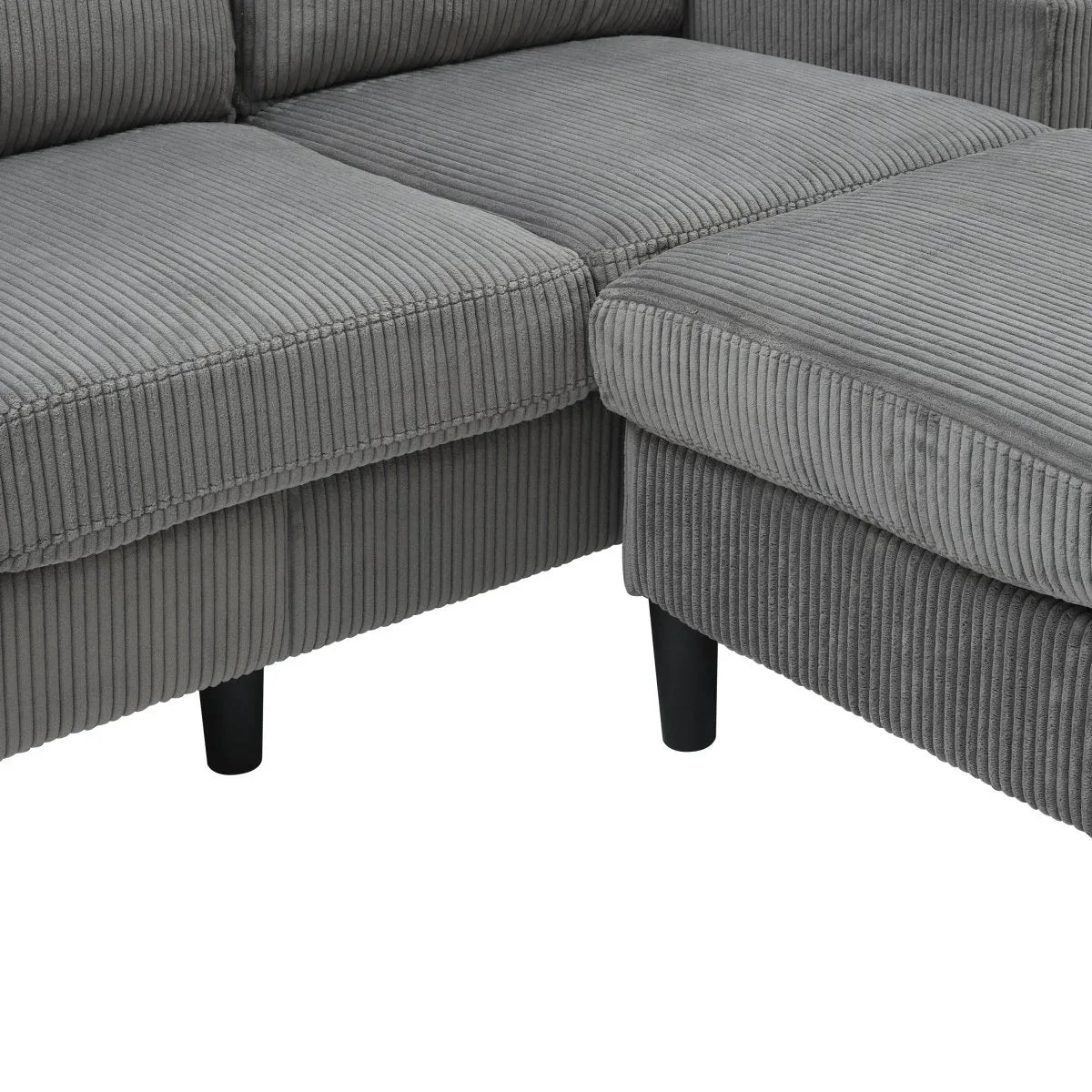 Light Grey Upholstered 3-Seat Sofa With Storage Ottoman - Omega Lifestyles