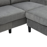 Light Grey Upholstered 3-Seat Sofa With Storage Ottoman - Omega Lifestyles
