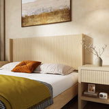 Light Natural Solid Wood Queen Wingback Fluted Panel Headboard - Restanew - Omega Lifestyles