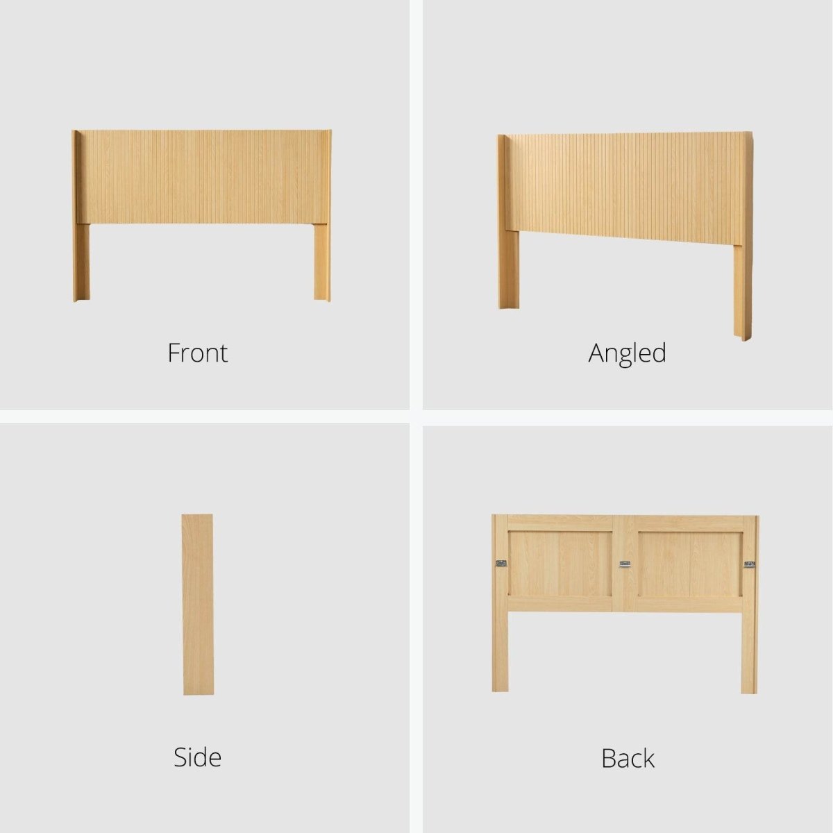 Light Natural Solid Wood Queen Wingback Fluted Panel Headboard - Restanew - Omega Lifestyles