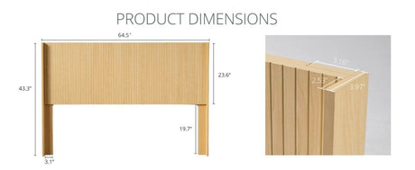 Light Natural Solid Wood Queen Wingback Fluted Panel Headboard - Restanew - Omega Lifestyles