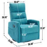 Manual Fabric Recliner Chair With Swivel And Rocker - Restanew - Omega Lifestyles