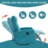 Manual Fabric Recliner Chair With Swivel And Rocker - Restanew - Omega Lifestyles