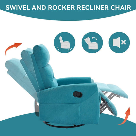 Manual Fabric Recliner Chair With Swivel And Rocker - Restanew - Omega Lifestyles