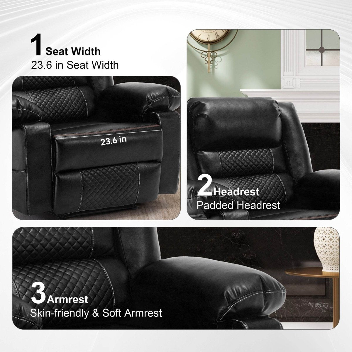 Manual PU Leather Soft Massage Recliner Chair With Heating - Restanew - Omega Lifestyles