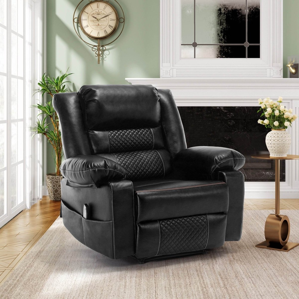 Manual PU Leather Soft Massage Recliner Chair With Heating - Restanew - Omega Lifestyles