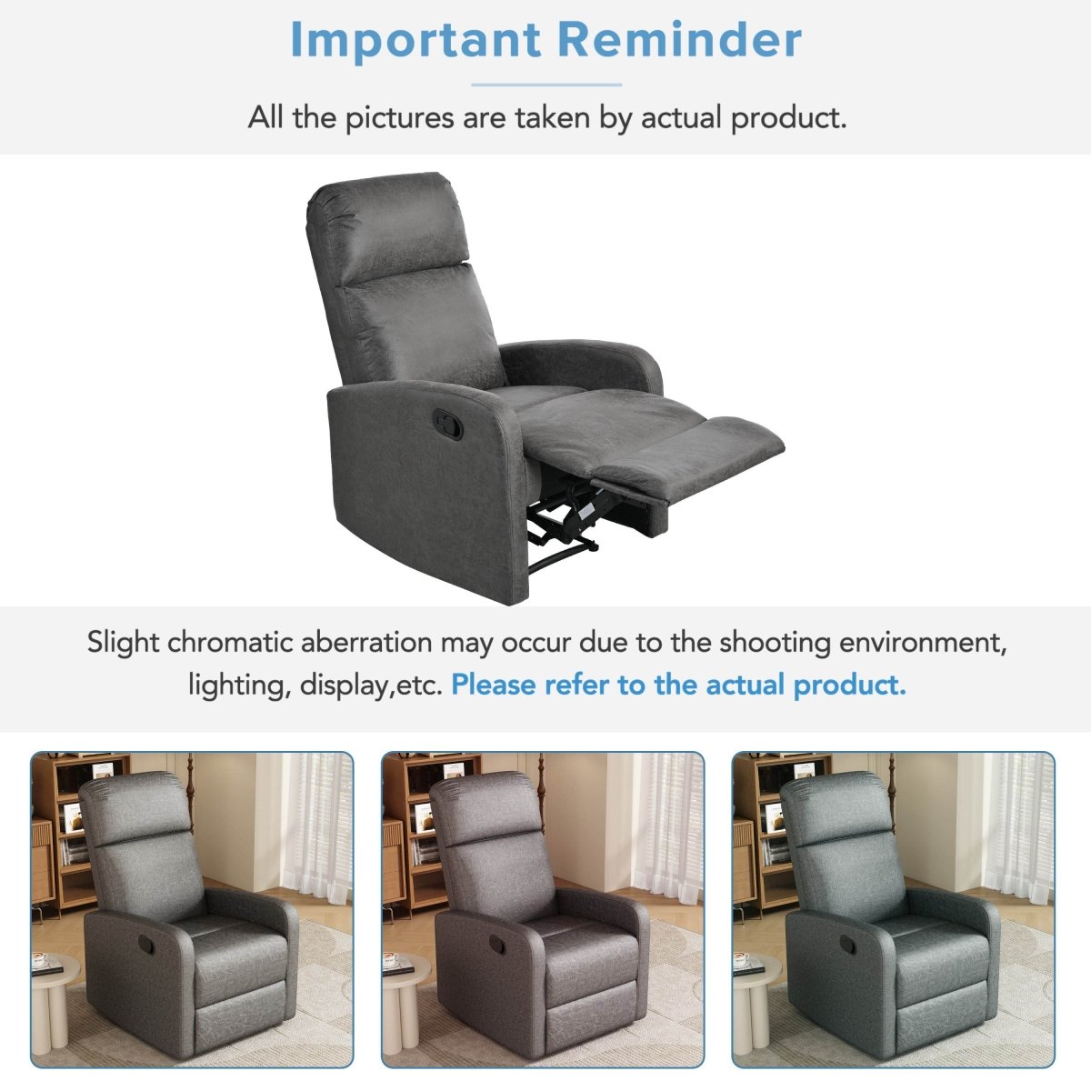 Manual Recliner Chair Microfiber Upholstered Adjustable Backrest - Restanew - Omega Lifestyles
