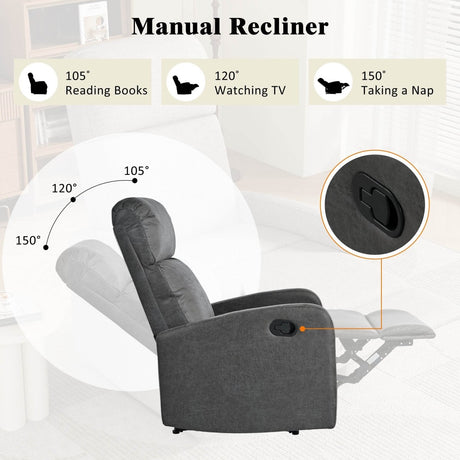 Manual Recliner Chair Microfiber Upholstered Adjustable Backrest - Restanew - Omega Lifestyles