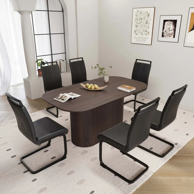 Medieval Modern MDF Dining Table With PU Armless Chairs Set - Omega Lifestyles