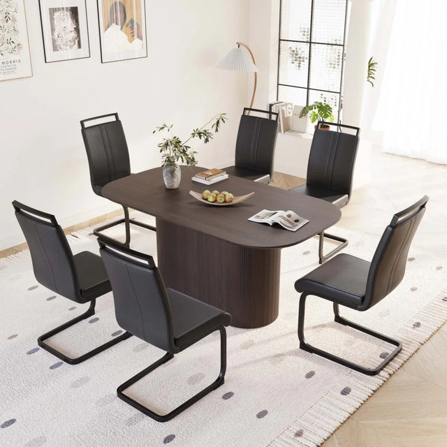 Medieval Modern MDF Dining Table With PU Armless Chairs Set - Omega Lifestyles