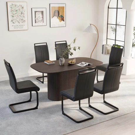 Medieval Modern MDF Dining Table With PU Armless Chairs Set - Omega Lifestyles