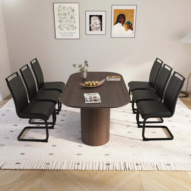 Medieval Modern MDF Dining Table With PU Armless Chairs Set - Omega Lifestyles