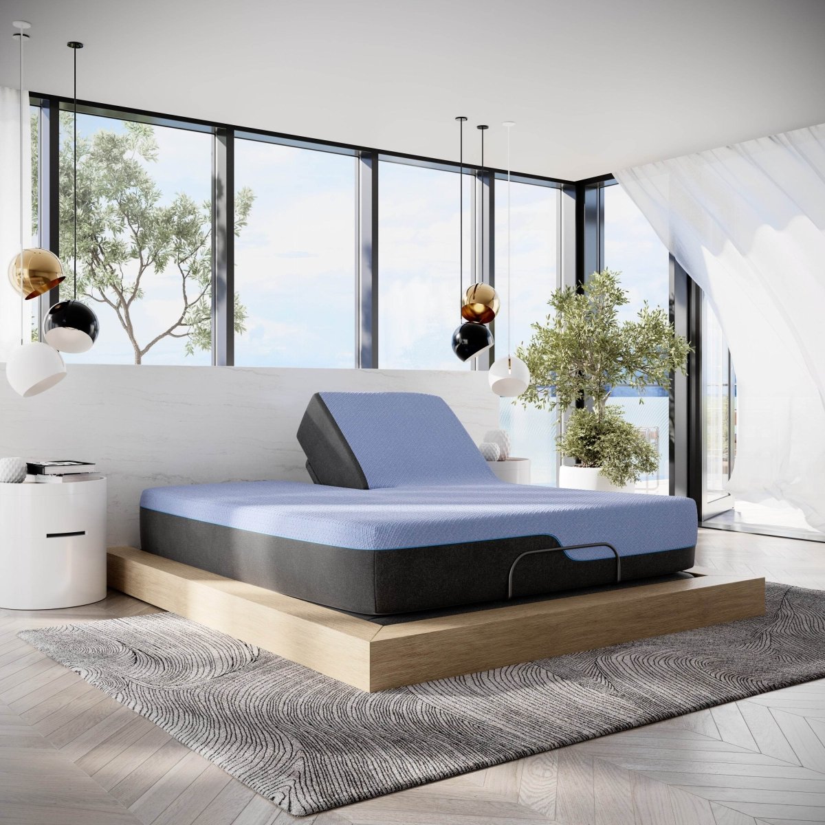 Medium 12 - Inch Plush Hybrid Cooling Latex Foam Queen Mattress - Restanew - Omega Lifestyles