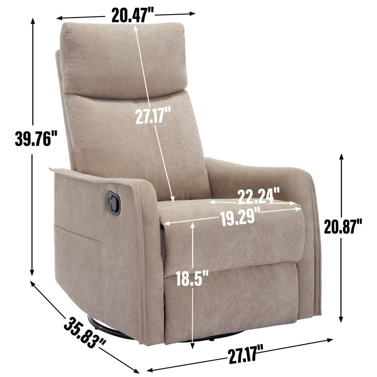 Medium - Firm Heat Massage Recliner Chair With Swivel and Rocker - Restanew - Omega Lifestyles