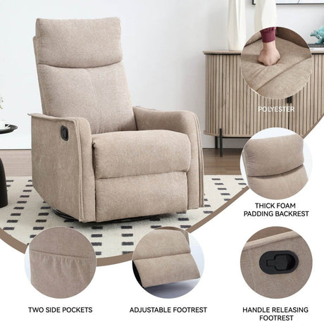 Medium - Firm Heat Massage Recliner Chair With Swivel and Rocker - Restanew - Omega Lifestyles