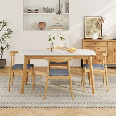 Mid-Century Modern Solid Rubberwood Dining Set - Omega Lifestyles