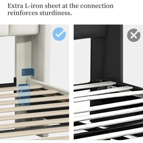 Minimalist Modern Linen Upholstered Bed Frame With Storage - Omega Lifestyles