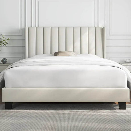 Minimalist Modern Linen Upholstered Bed Frame With Storage - Omega Lifestyles