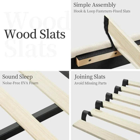 Minimalist Modern Linen Upholstered Bed Frame With Storage - Omega Lifestyles