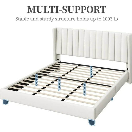 Minimalist Modern Linen Upholstered Bed Frame With Storage - Omega Lifestyles